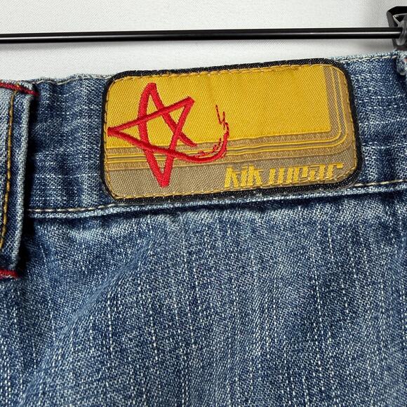 Vintage Y2K KIKWEAR Rave Jeans Mens 26X28.5 Wide Leg Big Pocket Skater Thrashed - Picture 10 of 15